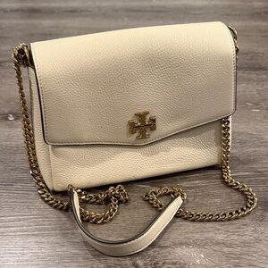 Tory Burch Beige Crossbody Bag with Gold Chain
